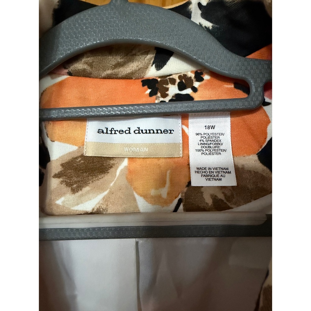 Alfred Dunner Floral Blazer Orange Coral White 3/4 Sleeve Jacket Plus Size 18W - Picture 3 of 5